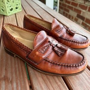 Alan Edmonds Leather Tassel Loafers  Dress Shoes Caramel Brown Maxfield Size 10D